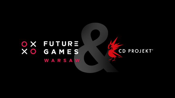 Grafika promująca współpracę pomiędzy CD Projektem a Futuregames Warsaw